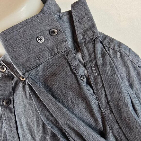 Calvin Klein Men's 4XL Long Sleeve Button Down Shirt Blue Double Chest Pockets - Picture 5 of 8